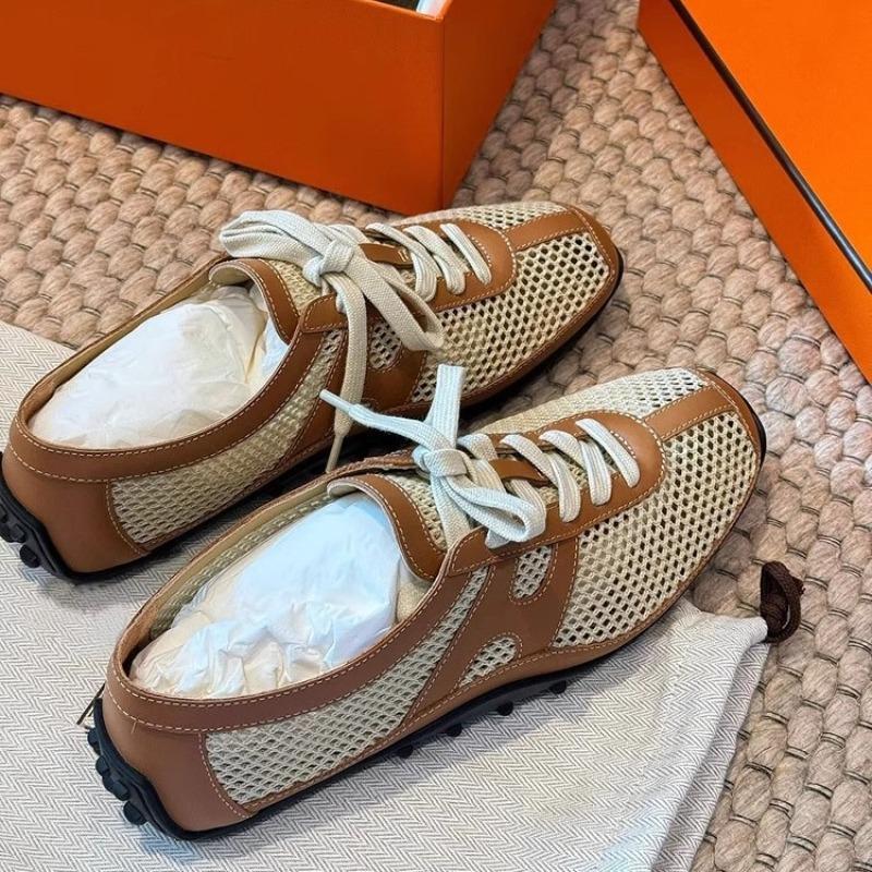 Retro Hollow Mesh Shoes Women's Summer Breathable New Ballet Single Shoes Casual Sports Woven Non-slip Flat Shoes