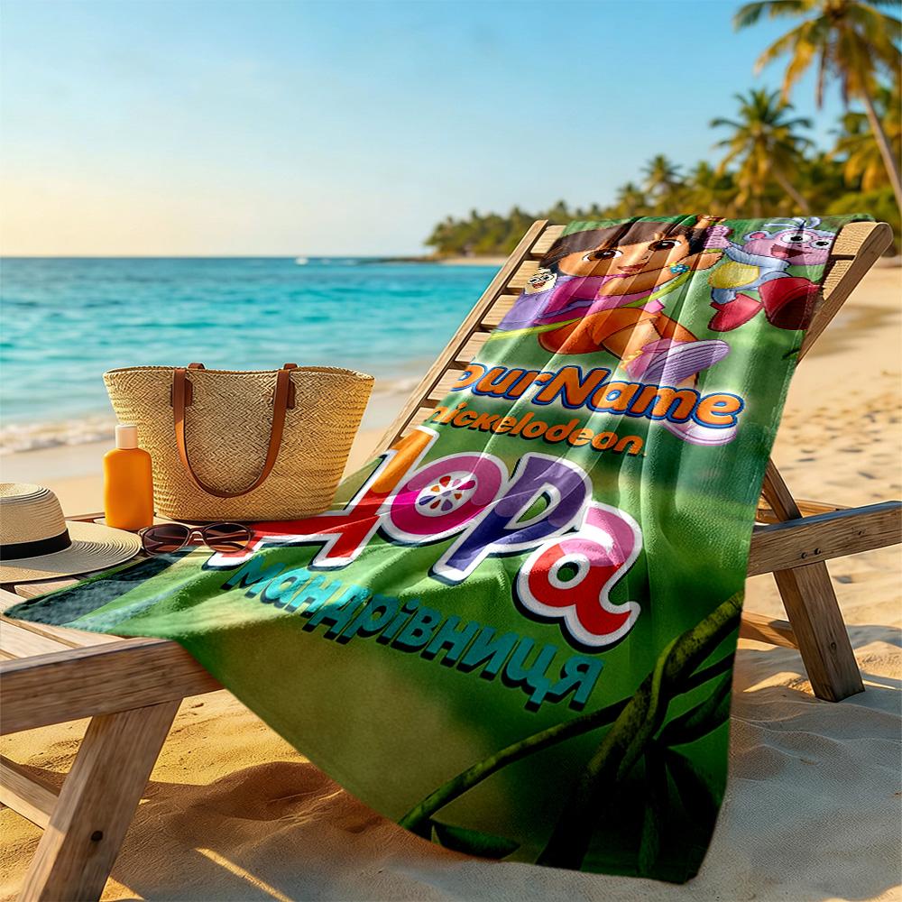 Dora Explorer Personalized Name Beach Towel Super Soft Microfiber Quickdry Fabric Suitable for Sports Travel Swimming Yoga Bathroom Beach And Pool