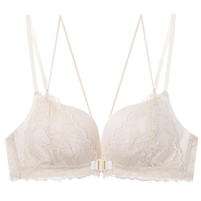 No-rim Sexy Leopard Print Bra Front Clasp Beautiful Back Comfortable Lace Underwear Set