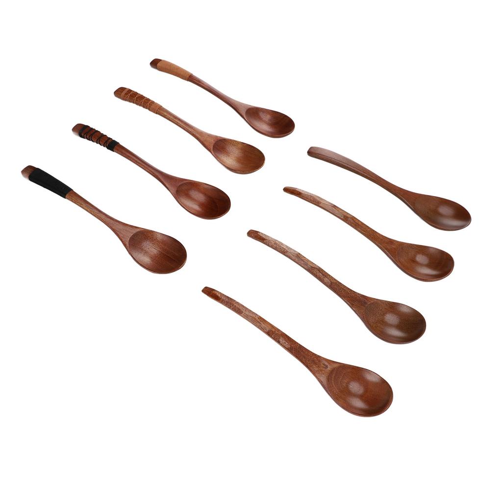 Wood Soup Spoons Japanese Style Wooden Spoon Set Kitchen Utensil for Eating Cooking Mixing Stirring Set 2