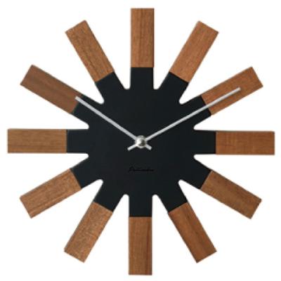 Orologio da Parete Interform Vielco Nero Legno Scandinavo L25 x A25 x Movimento a Scorrimento CL-2949BK D2.5cm