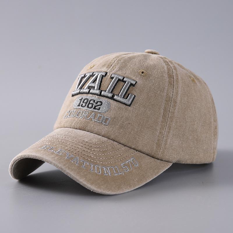 Cappellino da baseball con ricamo tridimensionale di lettera in denim di puro cotone lavato con visiera curva cappellino lotto in stock