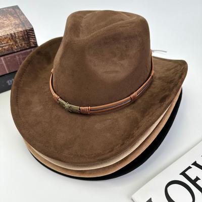 Westlicher Cowboyhut Damen Woll-Britischer Wildleder-Gürtel Pfirsichherz Zylinderhut Filzhut