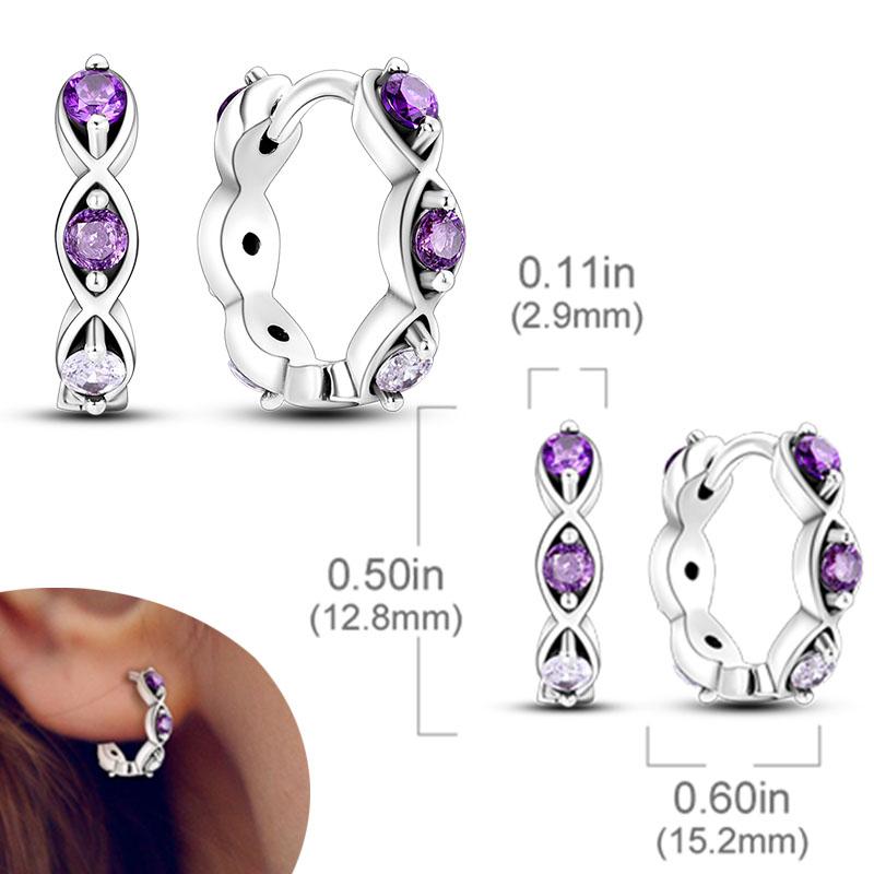 Original 925 Silver Hoops Earrings Zircon Pave Colourful Hoop Earrings For Women Fashion Jewelry Gift