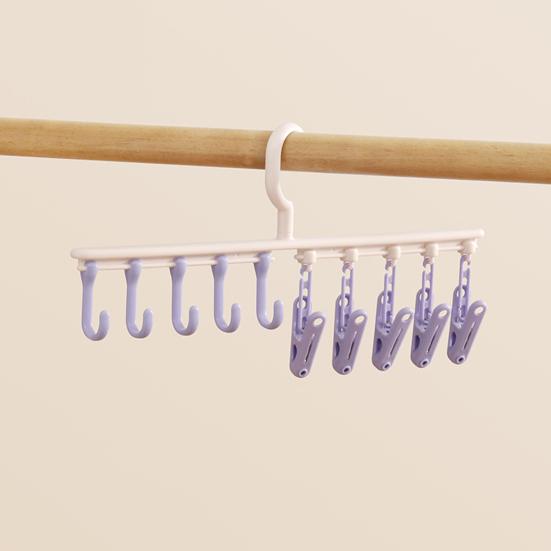 Espaçamento Ajustável Cabide de Chapéus para Armário Porta-Chapéus com 5 Clipes e 5 Ganchos Organizador para Meias Bonés Toalhas Roupas de Bebê Armazenamento de Armário