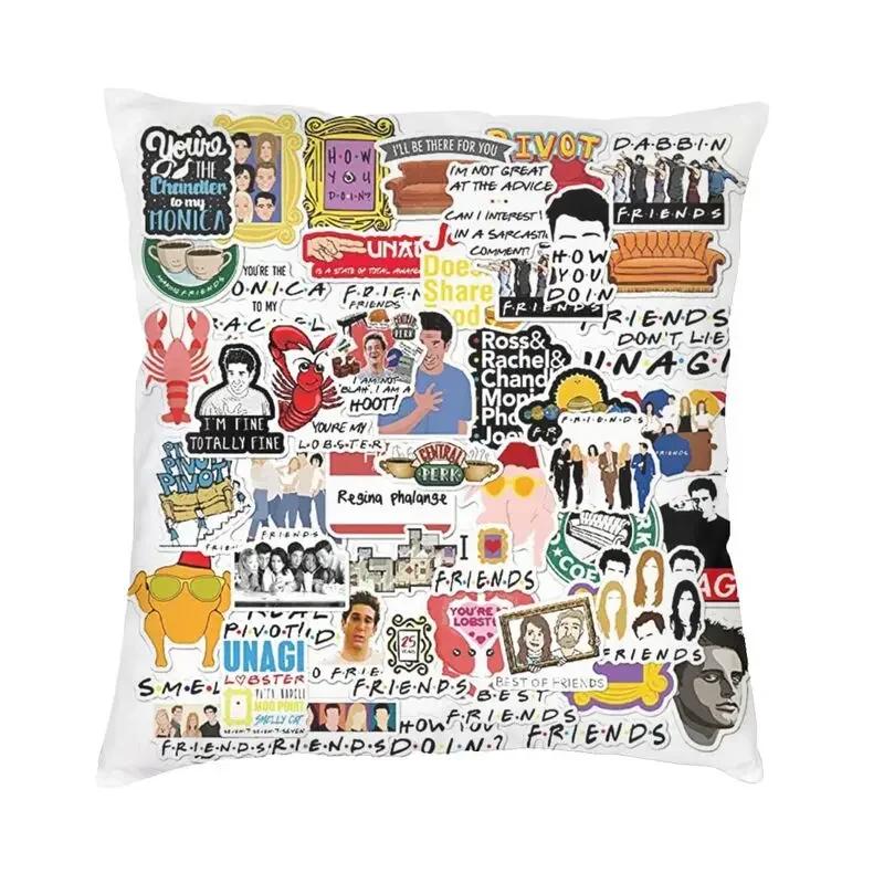 Friends Charaktere Klassisches Poster Kissenbezug TV-Show Samt Niedlicher Kissenbezug für Sofa Doppelseitiger Druck Kissen