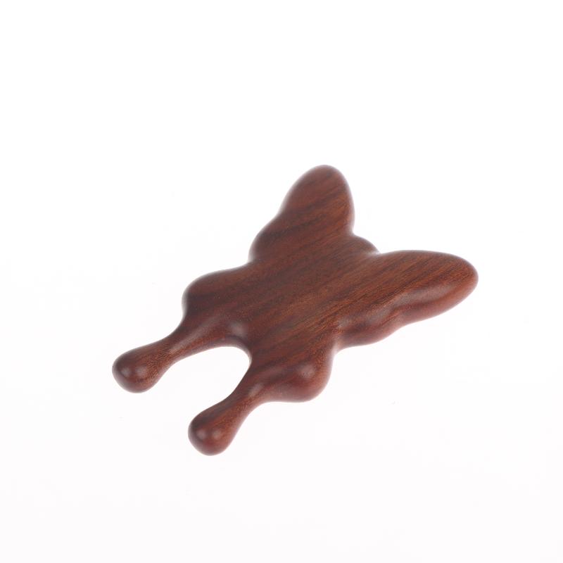 Eyes Facial Wood Gua Sha Tool, Natural Sandalwood Butterfly Shape Nose Guasha Massage Tools, Face Manual Meridians Massager Tool