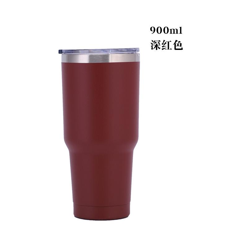 30oz 900ml Double Wall 304 Stainless Steel Car Tumbler, Vacuum Insulated Large Capacity Travel Beer Cup with Splash Lid