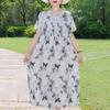 Elegant Women's Summer Dress Plus Size Short Sleeve Casual Loose Long Dresses Vintage Clothes