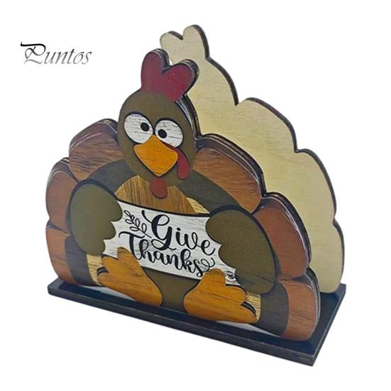 Stable Vertical Paper Towel Stand Thanksgiving Solid Wood Napkin Holder, Fall Harvest Gnome Scarecrow Turkey Tissue Autumn Kitchen Countertop