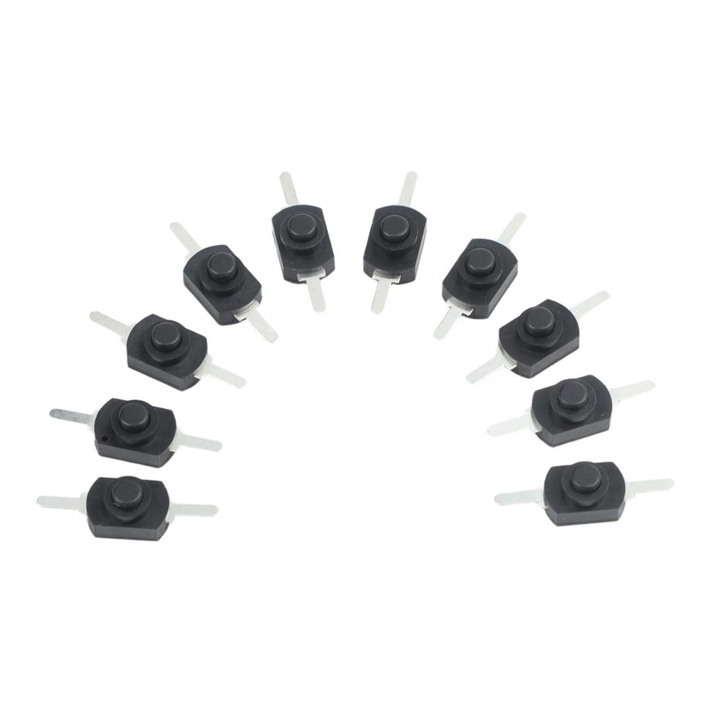 10PCS 1A 30V Black Latching On Off Mini- Push Button Switch Copper Switch For Electric Torch Self Locking