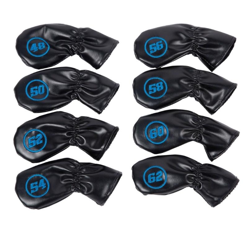 8Pcs Golfs Iron Head Cover Thick PU Leather Embroidered Number Golfs Head Cover Replacement Headcover Protective Cover