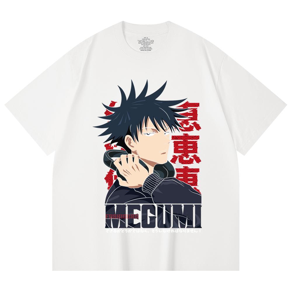230 Gsm 100% Cotton Jujutsu Kaisen V38 Megumi Print Unisex Heavy Cotton T Shirt