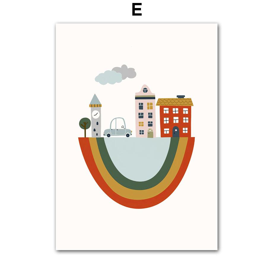 Cute Cartoon Vehicle Nursery Wall Art Poster - Cars Truck Fire Truck Prints for Kids Baby Bedroom Playroom Decor Canvas Painting