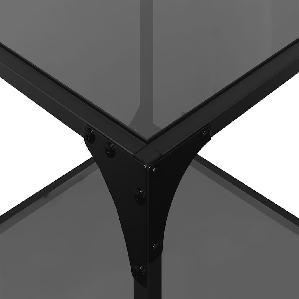 Coffee Table with Glass Top Black Transparent 40 x 40 x 40 cm Steel