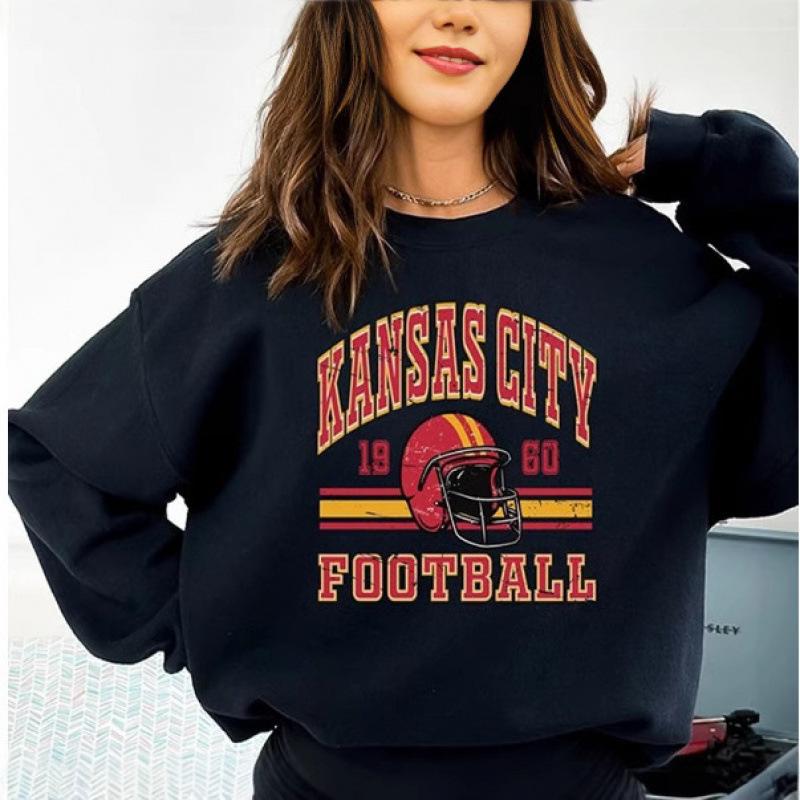Women's Retro Kansas City Chiefs Crewneck Sweatshirt - Autumn/Winter Casual Long Sleeve Pullover