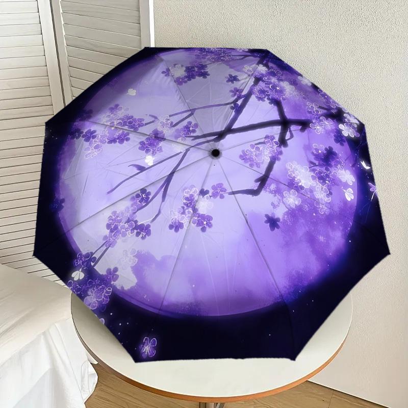 Zaczarowany Kwiatowy Parasol w Blasku Księżyca: Magiczny Towarzysz na Przygody na Świeżym Powietrzu, Automatycznie Otwiera/Zamyka, Lekki i Wytrzymały
