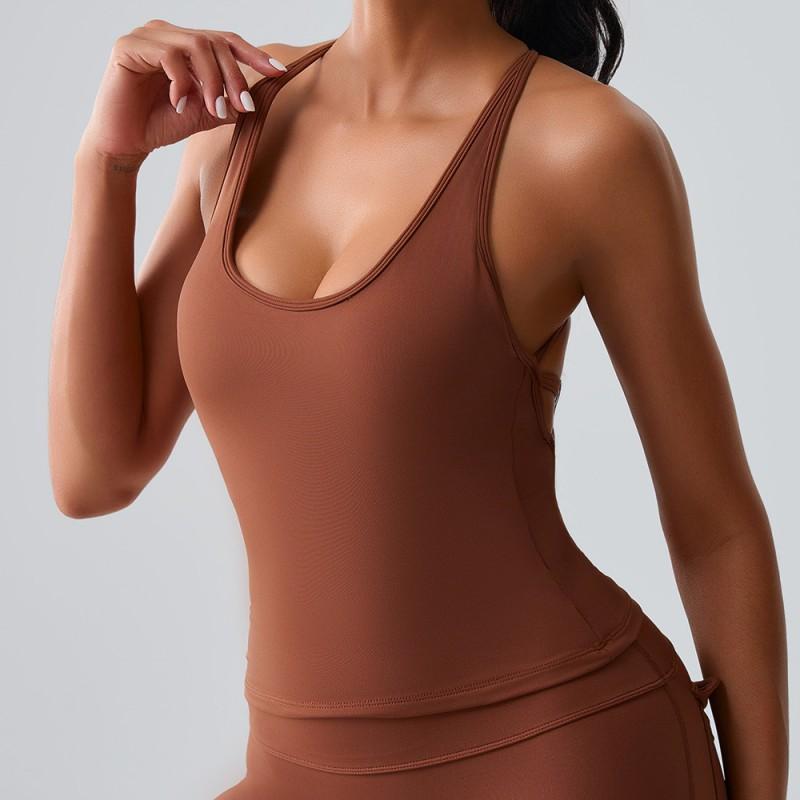 Womens Seamless Sport Yoga Bra Top With Padded Cups Quick-Dry Stretchy Fitness Tank Gym Running Cycling