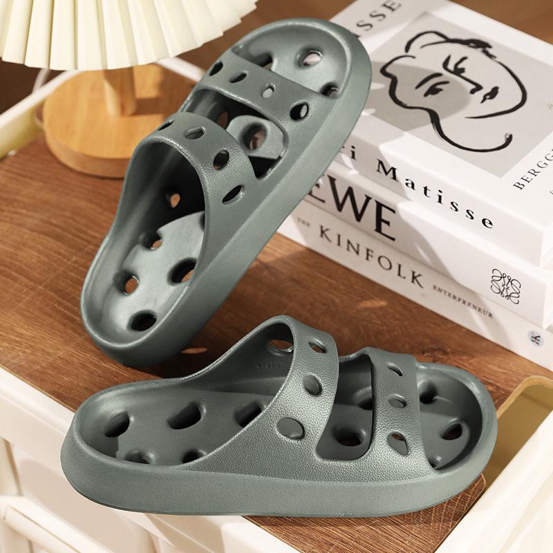 Men's and Women's Non-Slip Hollow Bath Slippers for All Seasons