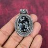 Hänge av snöflingeobsidian, 925 sterling silver, ädelsten, handgjort, delikat smyckeshänge, för henne