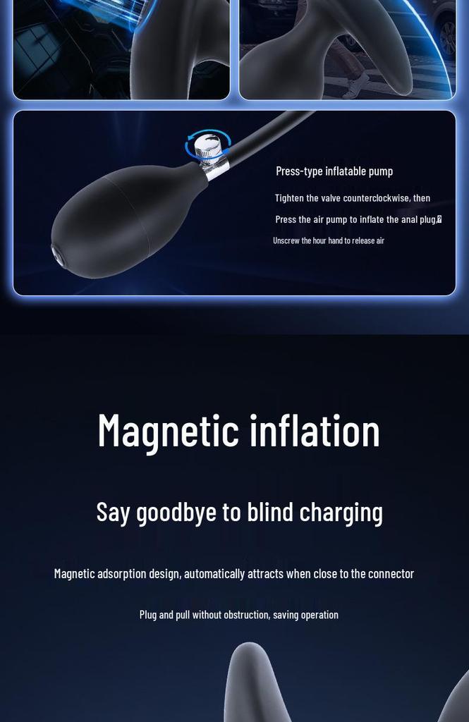 Magnetic Inflatable Butt Plug with Ball Bearings, Vibrating Anal Dilator for Men and Women - SM Erotic Product
