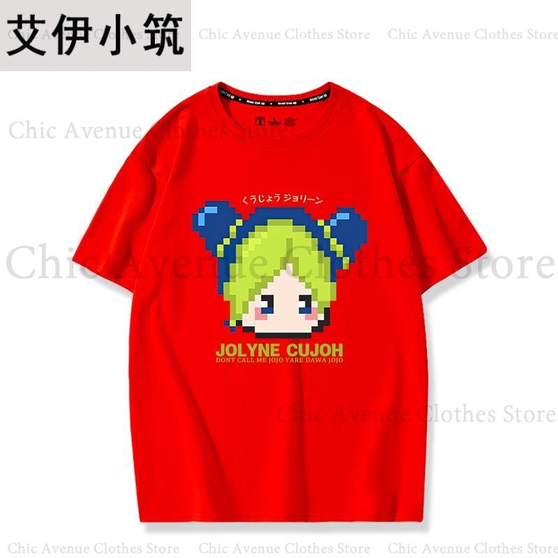 Anime JoJos Bizarre Adventure Jolyne Cujoh Series Print Tshirt Casual Summer Tops Cotton Short Sleeve Tee Daily Clothing S