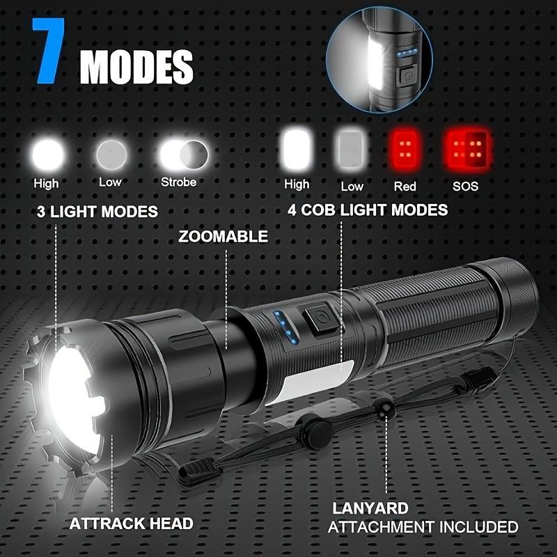 Ultra Bright Magnetic Rechargeable LED Flashlight with Adjustable Beam and COB Work Light Suitable for Emergency Situations and Outdoor Activities