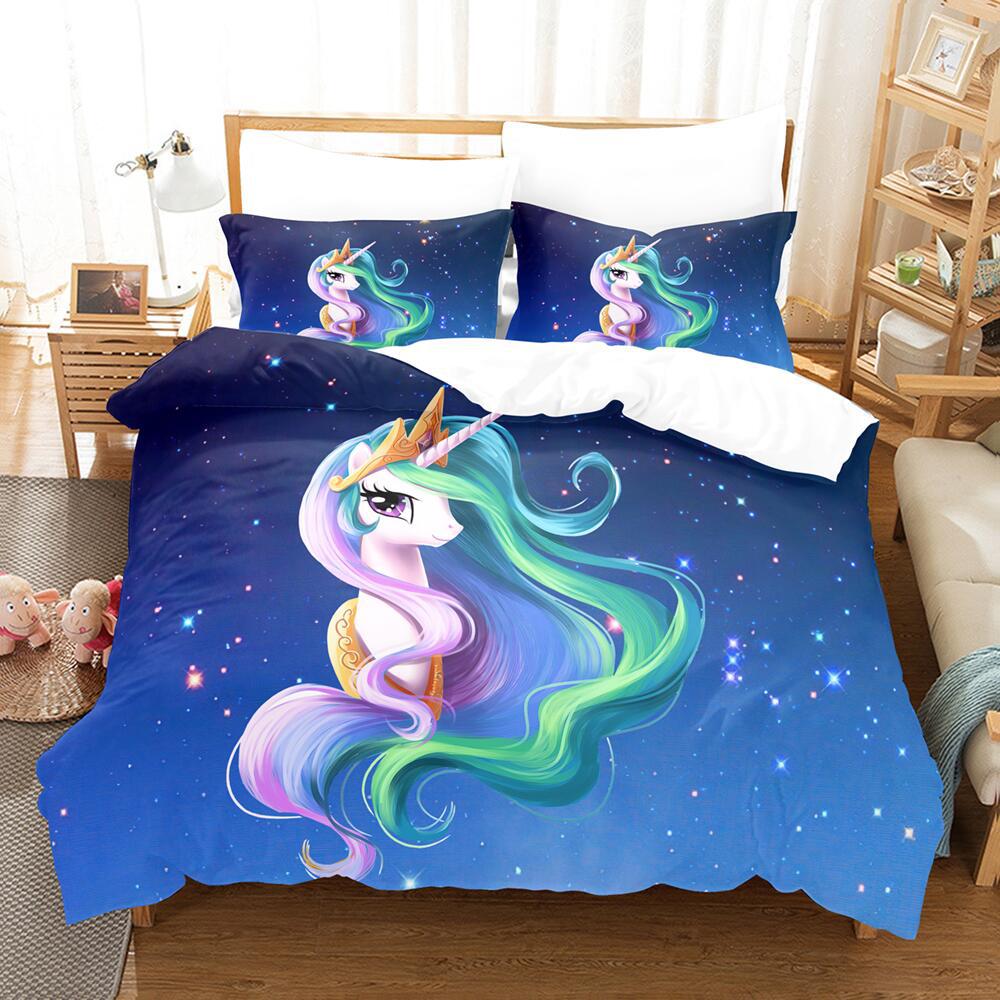 Cartoon Rainbow Unicorn Bedding Sets 135x200 Duvet Cover Set Pillowcases Queen Single Double Twin Size Bed Linen For Kids Girls