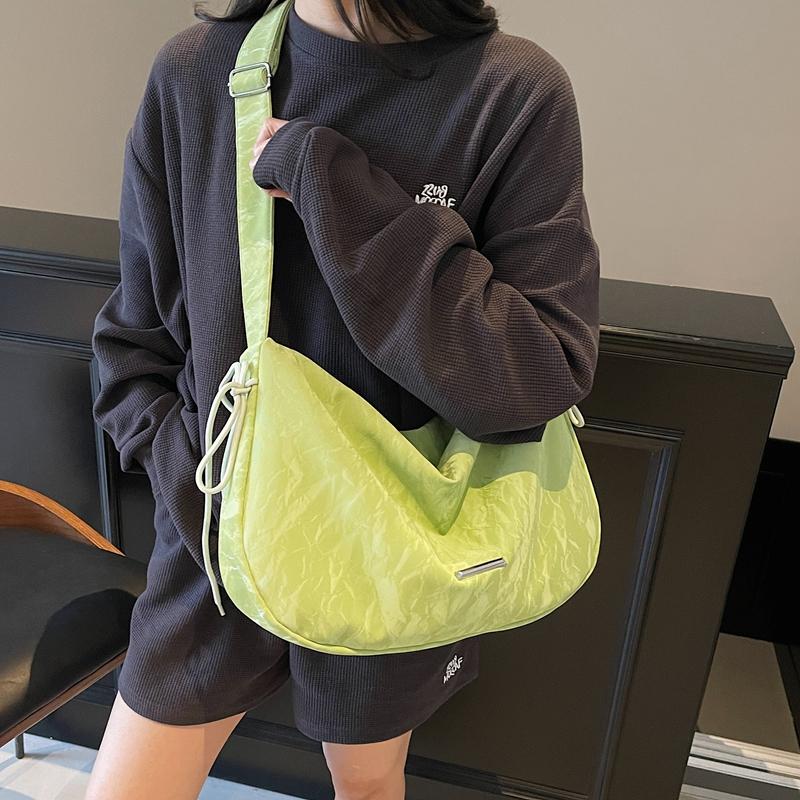 Large Capacity Bag Women's Solid Color Shoulder Crossbody Bag Student Class Commuter Hobo Bag