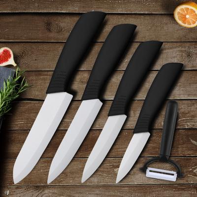 Ceramic Knives Set 3 4 5 6inch Kitchen Chef Knife with Peeler Utility Paring Slicer with Sheaths White Blades Fruits Vegetables