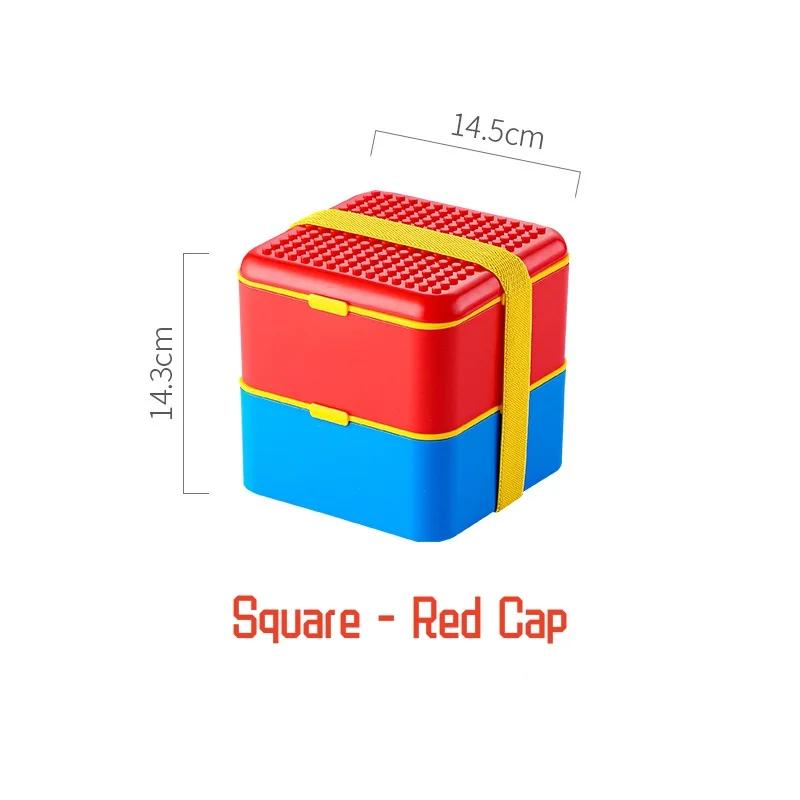 Funny Sealed Lunch Bento Box Set DIY Color Building Blocks Splicing Children's Student Food Colorful Picnic Fruit Salad Storage