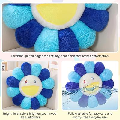 Aesthetic Sunflower Plush Pillow Cute Flower Stuffed Cushion Rainbow Floral Decorative Pillow Office Chair Back Pillow Decor