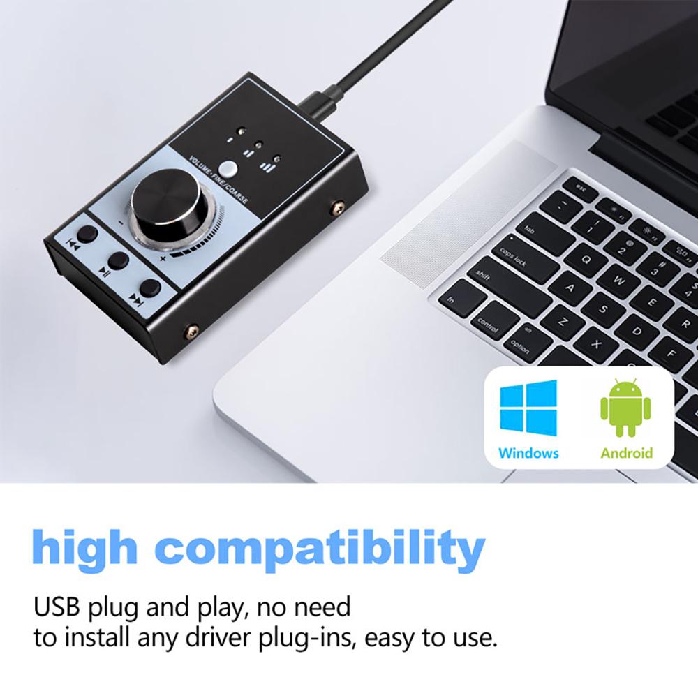 USB-Lautstärkeregler für PC-Audio mit Stummschaltung per Knopfdruck, 3 Modi, Plug & Play für Windows 7, 8, 10 und Mac