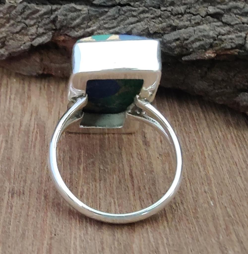 Azurite Malachite Ring, 925 Solid Sterling Silver Gemstone Ring, Gift for Her, Malachite Ring, Handmade Jewelry, Boho Ring