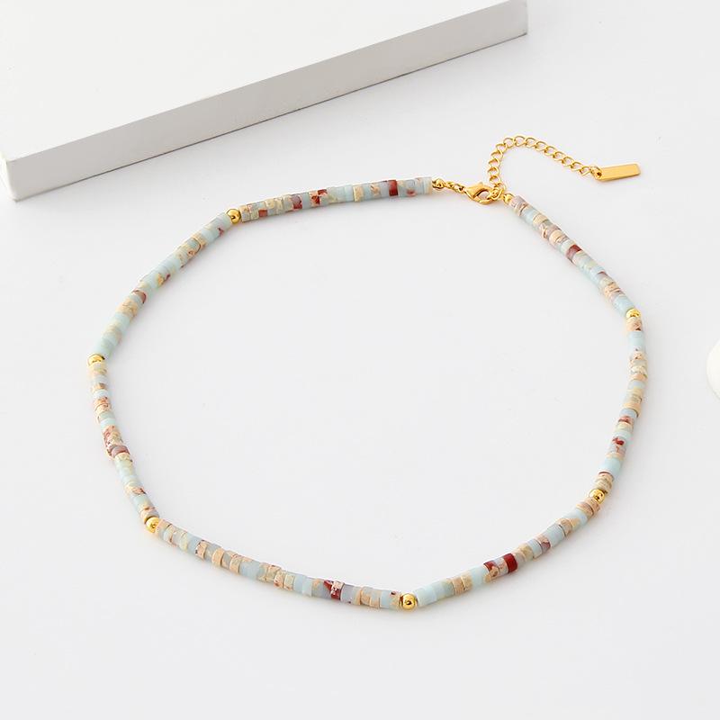 Bohemian Stone Bead Clavicle Necklace - Colorful, Simple, and Stylish Design