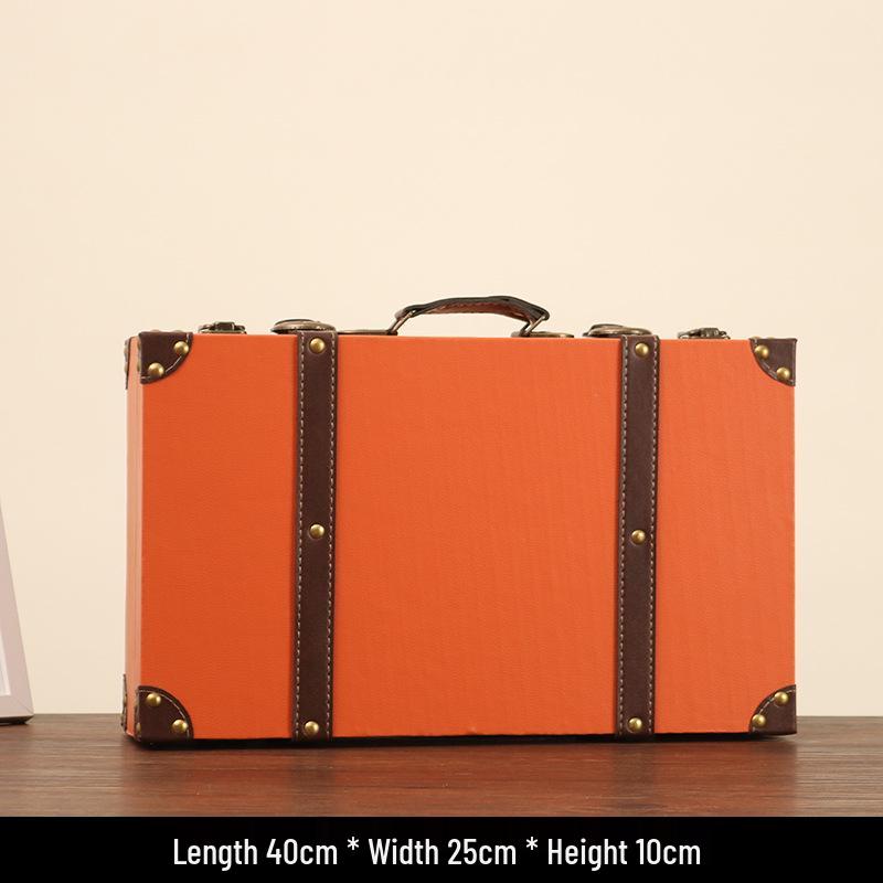 Vintage American Retro Leather-Wooden Suitcase Display and Photography Prop