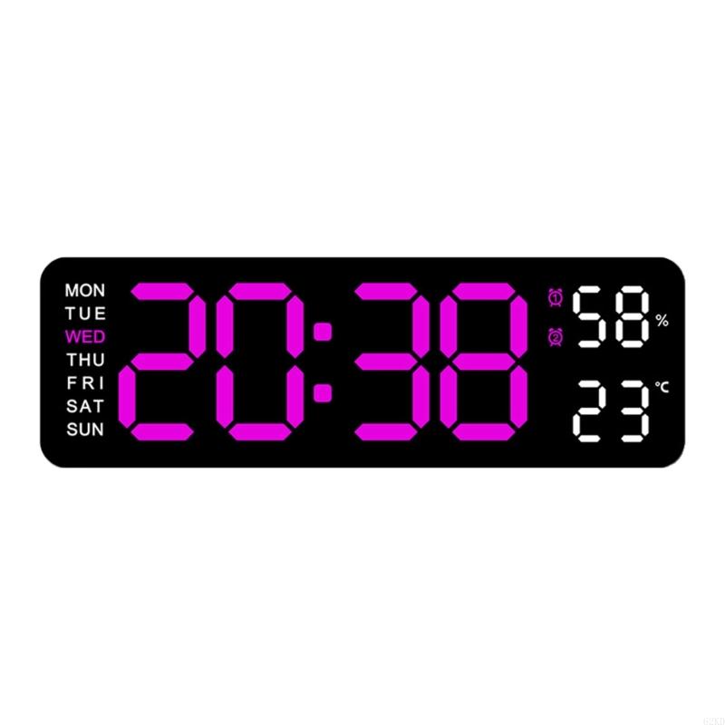 62KD Large Digital Wall Clock 9Inch LED Alarm Clock Big Screen Calendar Temperature