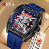 Men's Barrel Shape Quartz Watch Luminous Hands Retro Punk Sport Style