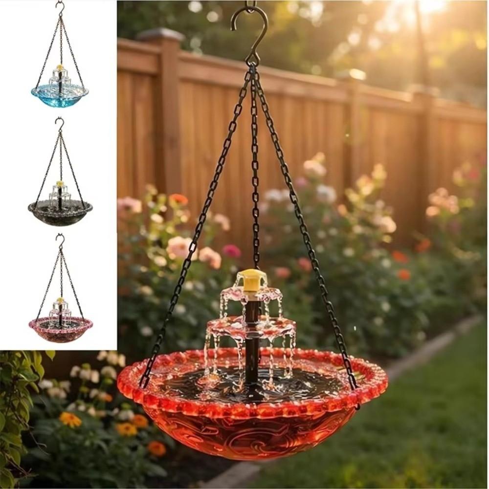 3 Layer Solar Waterfall Bird Bath Fountain Cascade Easy-Clean Hanging Bird Bath Fountain with Solar Powered Pump Bird Feeder