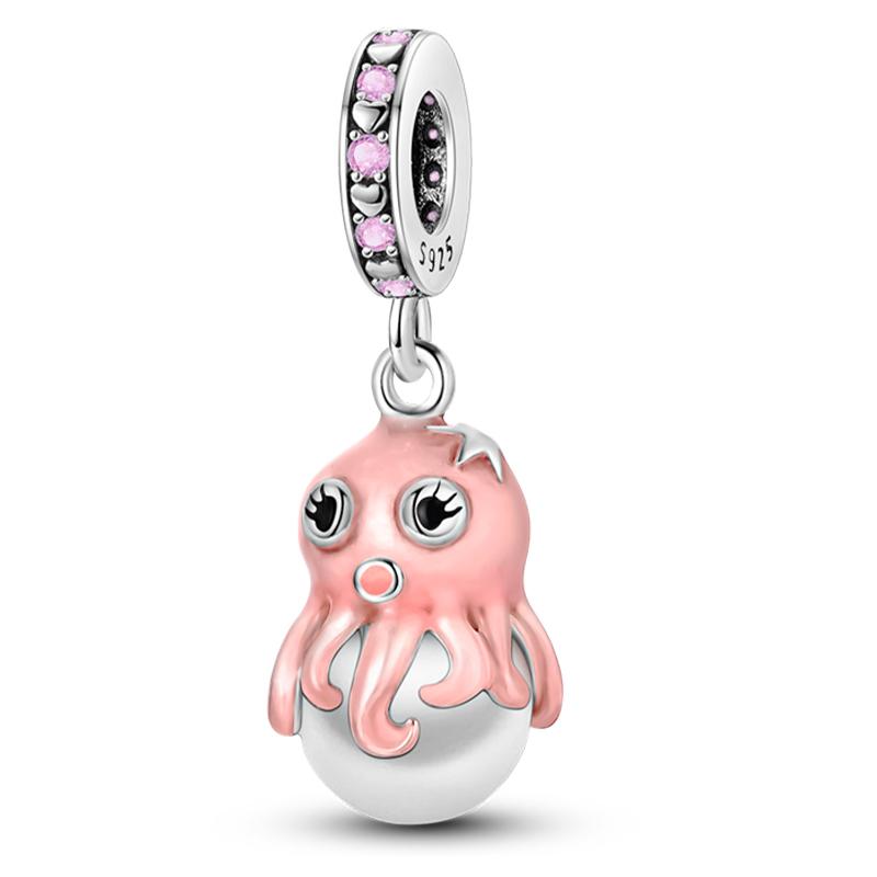925 Silver Ocean World Series Sea Turtle Starfish Little Crab Octopus Charms Bead Fit 925 Bracelet DIY Jewelry