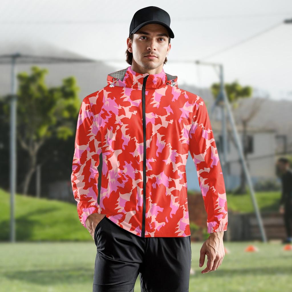 Children's Adult Fashion Printed Hooded Training Windproof Rainproof Sunscreen Sports Jacket Running Fitness Quick Dry Jacket