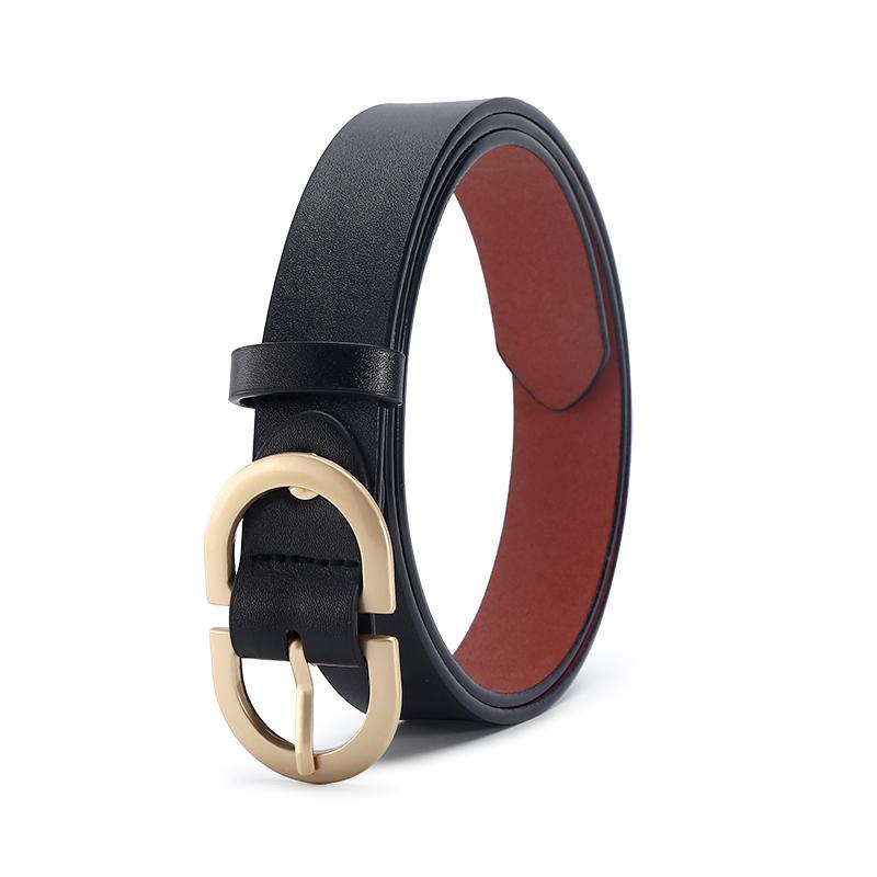 Ladies Pu Belt for Women Gold Buckle Customized Circle Buckle Adjustable PCS Zinc Buckle Belt чёрный