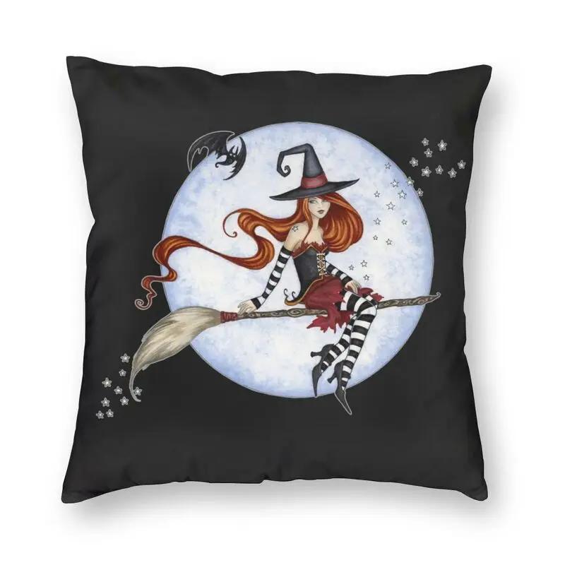 halloween witch crow square pillowcase decoration gothic mystery magic  cushion sofa car   kama casal