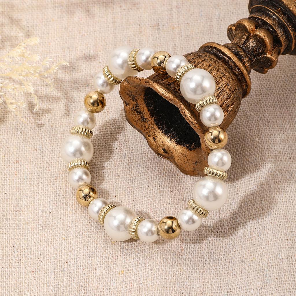 4Pcs/Set Heart White Color Pearl Bracelets Set For Women New Trendy Elastic Beaded Bracelet Elegant Wedding Party Jewelry Gift