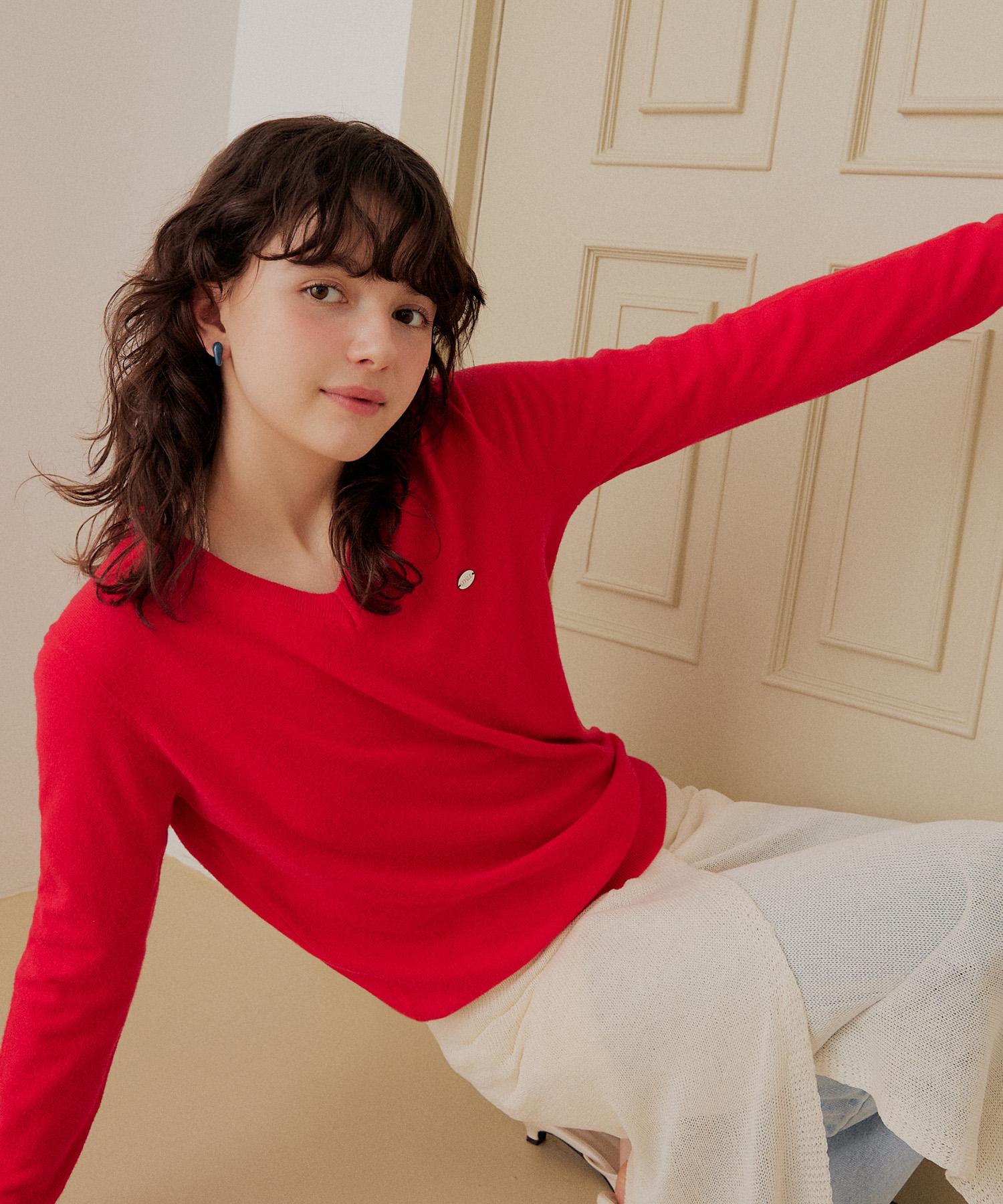 Adowl V Neck Basic Knit - 5Color Mintblue/Free