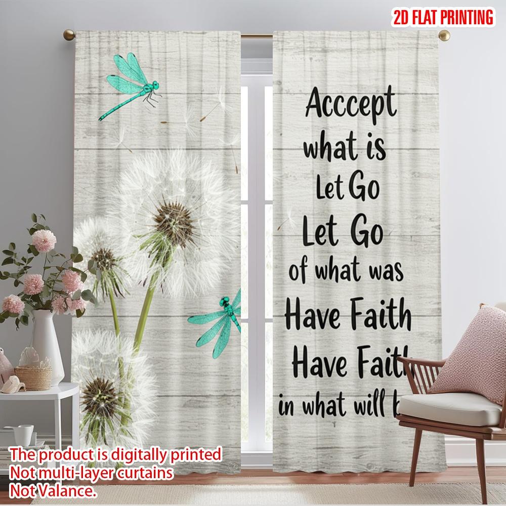 

2pcs 2D flat printing Curtain Dragonfly Accept What Is Faith 100% Polyester Without Electricity Seasonal Party & Holiday Decor 52.50×116.00 CM 2pcs