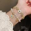 Vintage Geometric Zircon Pearl Bracelet With Luxurious French Court Style For Women