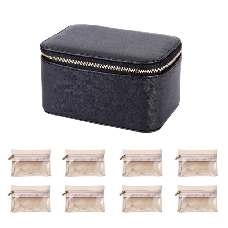 Stylish Faux Leather Jewelry Keeper Portable Jewelry Organizers Box Travels Friendly Jewelry Container with 8 Pockets