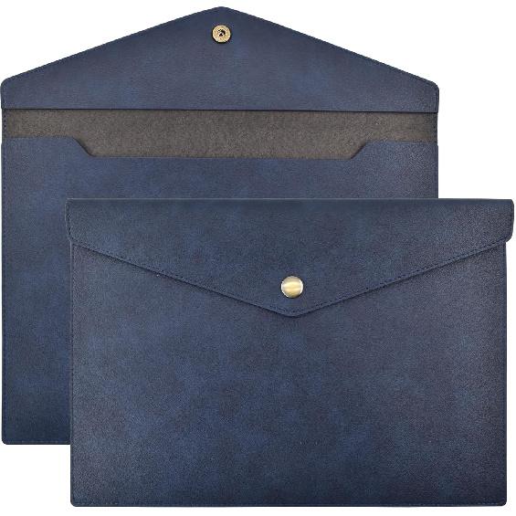 VANRA 1 Piece PU Leather File Folders A4 Document Holder File Envelope Waterproof Portfolio Filing File Organizer for Letter Size with Snap Button