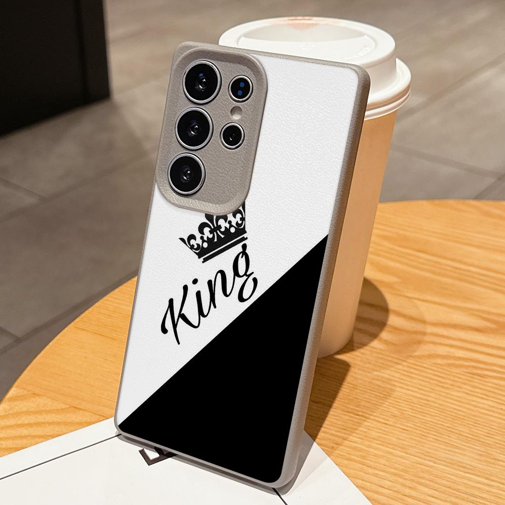 Samsung A07 A06 A16 A26 Xiaomi Redmi 13C 14C for iPhone 17 16 Pro Max Infinix Realme Phone Cases Soft brown Leather pattern TPU Case NY53 Couple King